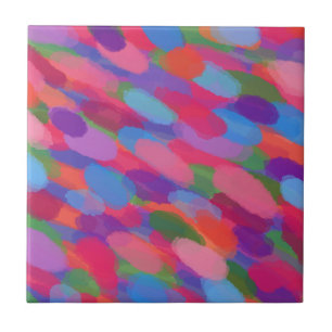 Rainbow Droplets Colourful Abstract Pattern Tile
