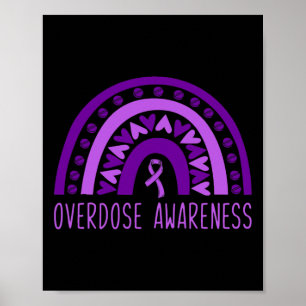 Rainbow Drug Addiction Recovery Purple Ribbon 1  Poster