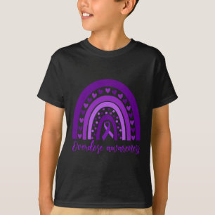 Rainbow Drug Addiction Recovery Purple Ribbon 2 T-Shirt