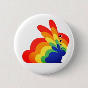 Rainbow Easter Bunny - Easter 6 Cm Round Badge