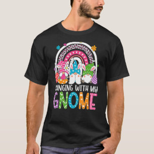 Rainbow Easter Gnome Hanging With My Gnomies Bunny T-Shirt