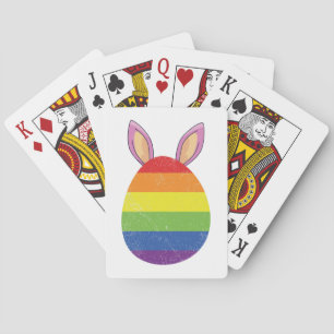 Rainbow Egg Bunny Ears Cute Easter Gay Pride Flag Playing Cards