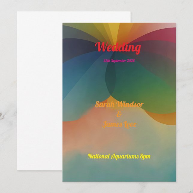 Rainbow Elegance: A Mystical Wedding  Invitation (Front/Back)