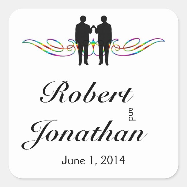 Rainbow Elegance Groom Wedding Envelope Seal (Front)