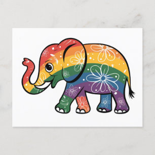 Rainbow Elephant Postcard