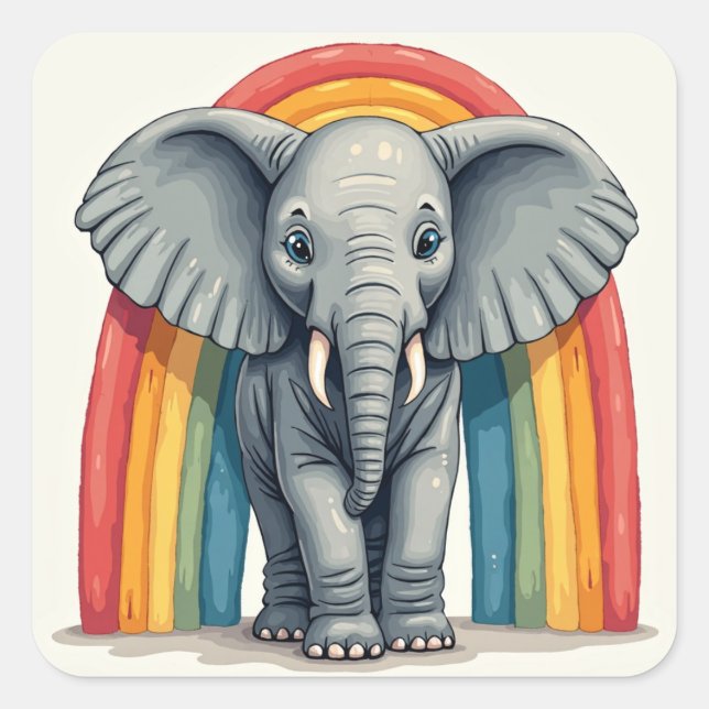 Rainbow Elephant Sticker (Front)