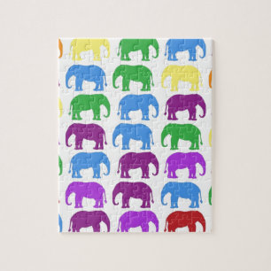 Rainbow Elephants Classy Designer Jigsaw Puzzle