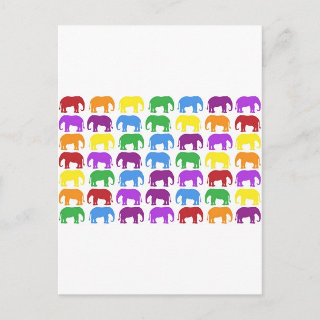 Rainbow Elephants Classy Designer Postcard (Front)
