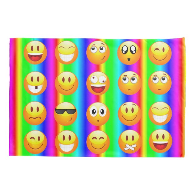 rainbow emoji pillowcase pillow cases (Back)