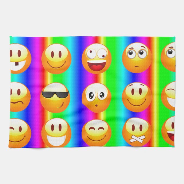 rainbow emoji tea towel (Horizontal)