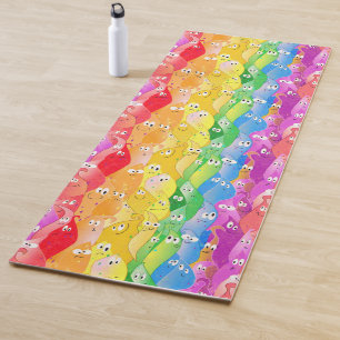 Rainbow Emoting Blob Cute Monsters in Pride Colour Yoga Mat