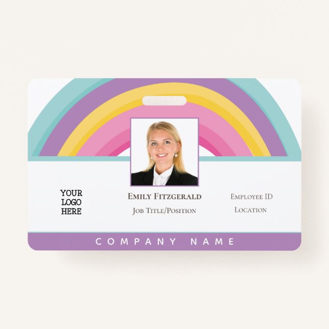Rainbow Employee Photo ID Name Logo ID Badge (Front)