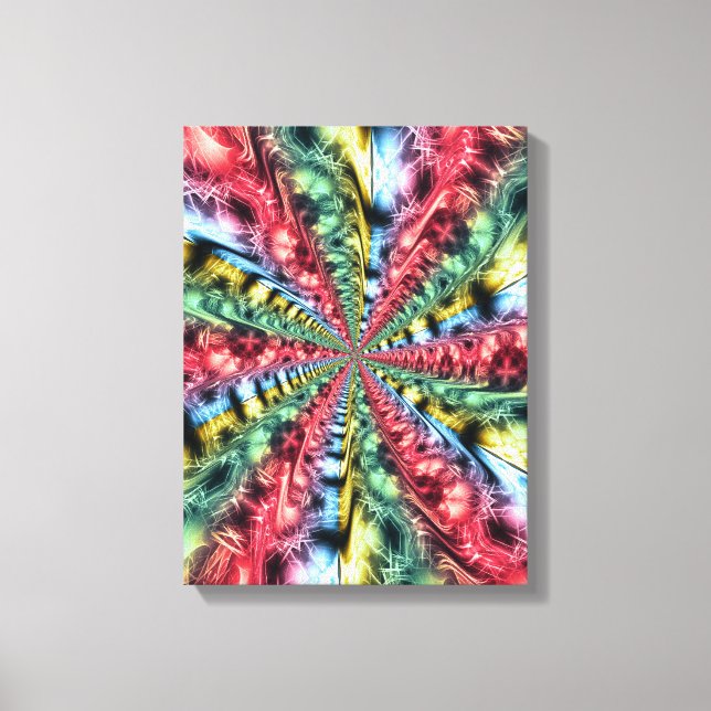 Rainbow Energy Starburst Fractal Art Canvas Print (Front)