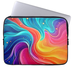 Rainbow Energy Swirl: Vibrant Flow Art Laptop Sleeve