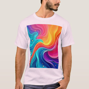 Rainbow Energy Swirl: Vibrant Flow Art T-Shirt