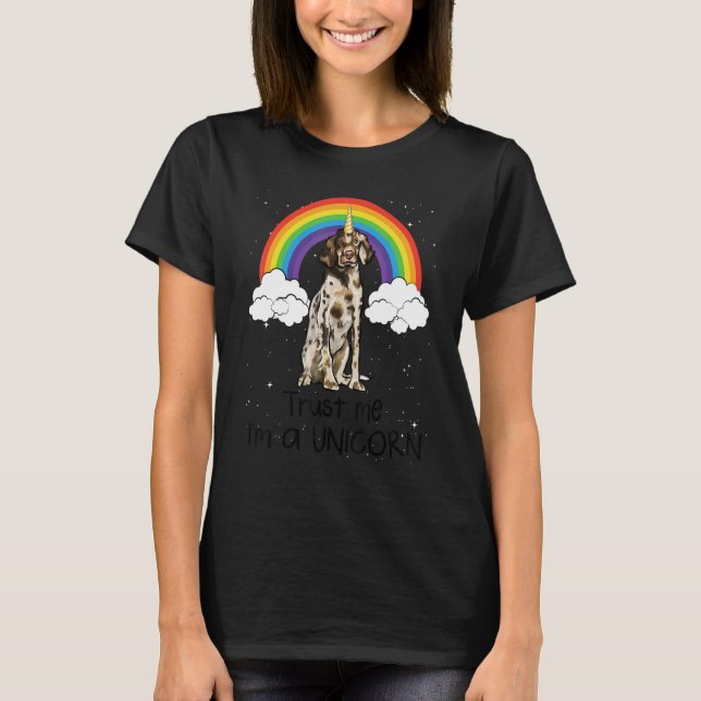 Rainbow English Setter Trust Me I'm A Unicorn Dog T-Shirt (Front)