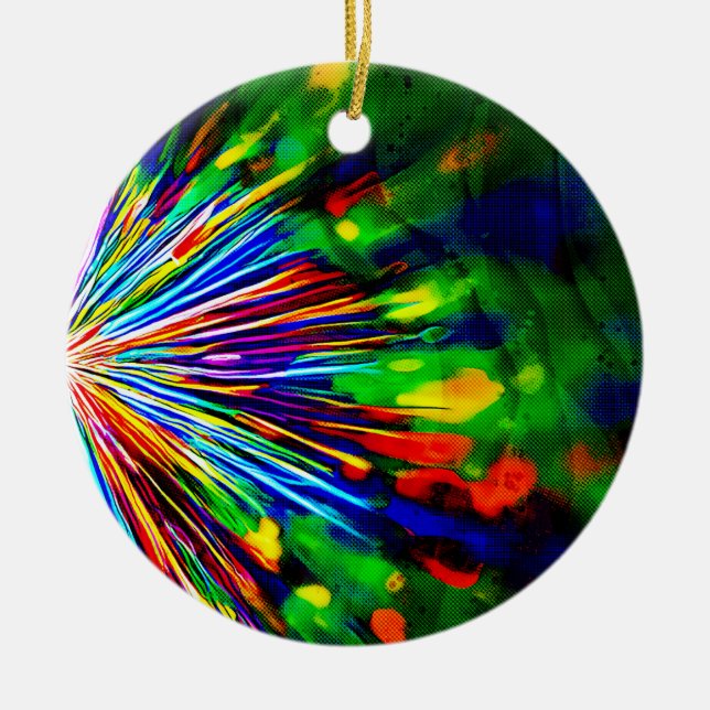 Rainbow Explosion  Ceramic Tree Decoration (Front)