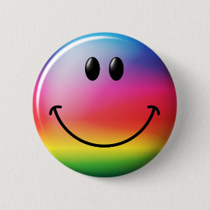 Rainbow Face 6 Cm Round Badge