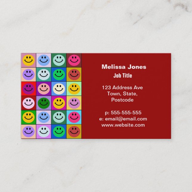 Rainbow face squares business card (Front)