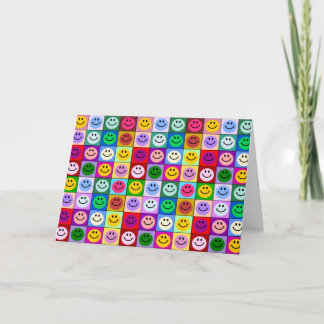 Rainbow face squares card