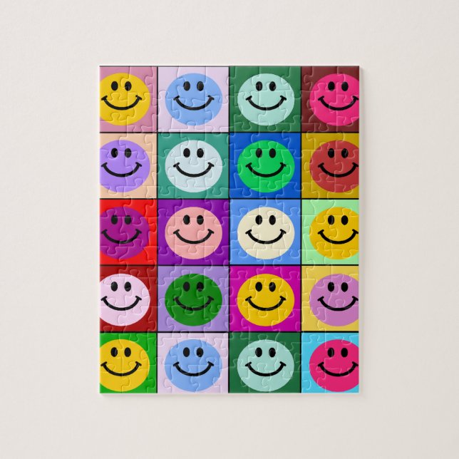 Rainbow face squares jigsaw puzzle (Vertical)
