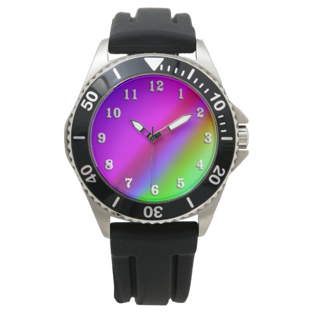 Rainbow Face with White Numbers Watch (Front)