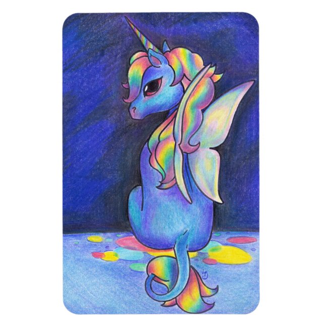 Rainbow Faerie Unicorn Magnet (Vertical)