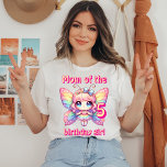 Rainbow fairy butterfly Mum of birthday girl T-Shirt<br><div class="desc">Colourful kawaii fairy pink butterfly birthday</div>