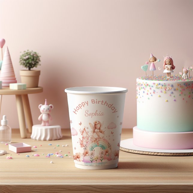 Rainbow Fairy Girl Magic Teapot Birthday Paper Cups (Creator Uploaded)