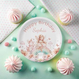 Rainbow Fairy Girl Magic Teapot Birthday Paper Plate