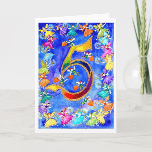 Rainbow Fairy Happy Fifth Birthday Card (Front)