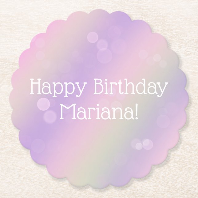 Rainbow Fairy Lights Girl Birthday Party Paper Coaster (Front)