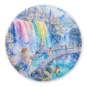 Rainbow Fairy Waterfall Ceramic Knob
