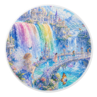 Rainbow Fairy Waterfall Ceramic Knob