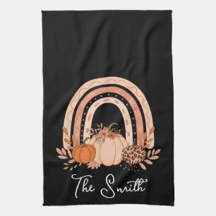 Rainbow Fall Pumpkins Kitchen  Autumn Thanksgiving Tea Towel