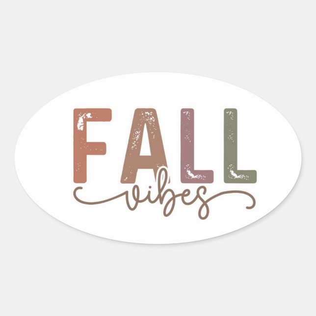 Rainbow Fall Vibes Oval Sticker (Front)