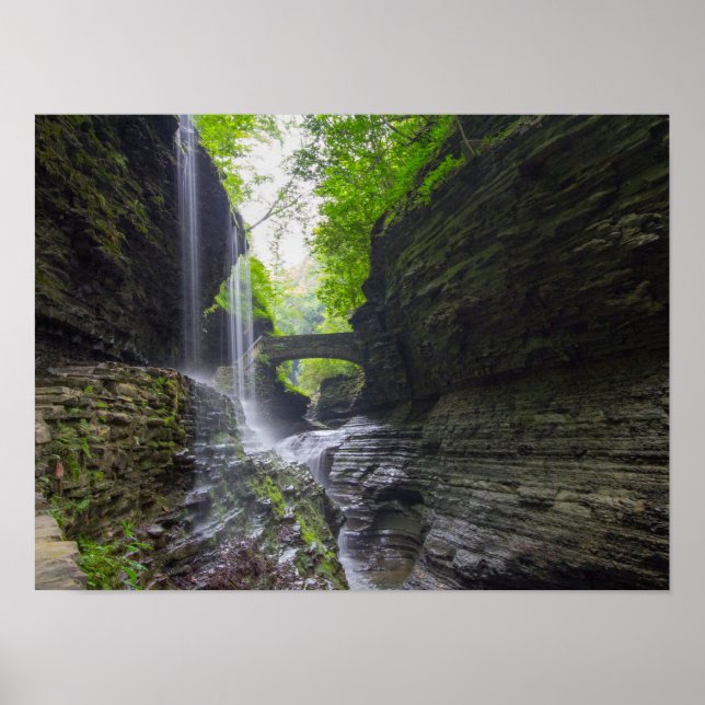 Rainbow Falls & cascade, Watkins Glen, New York Poster (Front)