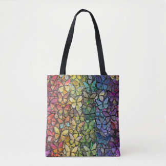 rainbow fantasy butterflies tote bag