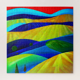 Rainbow Fantasy Hills Landscape Jigsaw Puzzle
