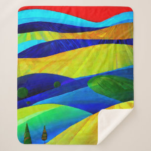 Rainbow Fantasy Hills Landscape Sherpa Blanket