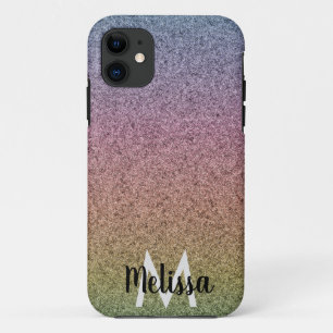 Rainbow Faux Glitter Pattern Initial Name Case-Mate iPhone Case