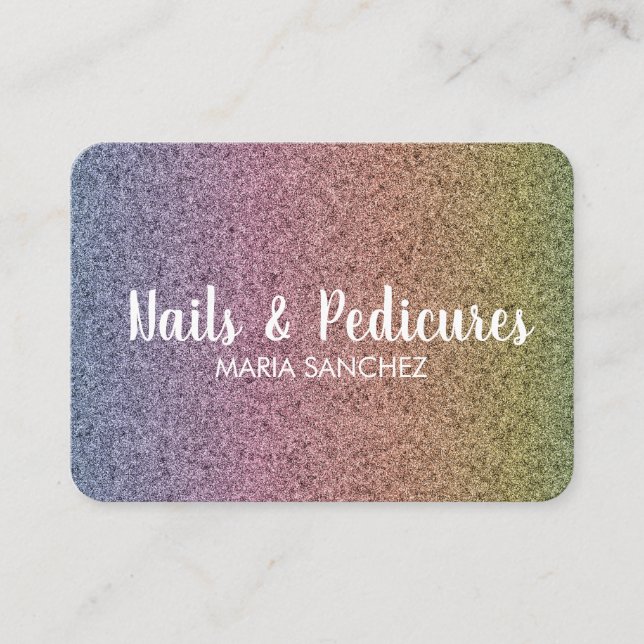 Rainbow Faux Glitter Pattern Nail Hair Business Card (Front)