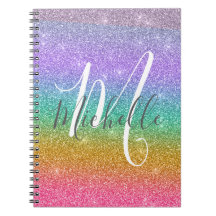 Rainbow Faux Glitter Personalised Monogram Name