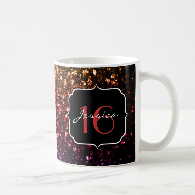 Rainbow faux glitter sparkles Sweet 16 Coffee Mug (Right)