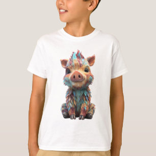 Rainbow Feathered Piglet Kids T-Shirt