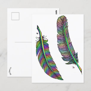Rainbow Feathers Postcard