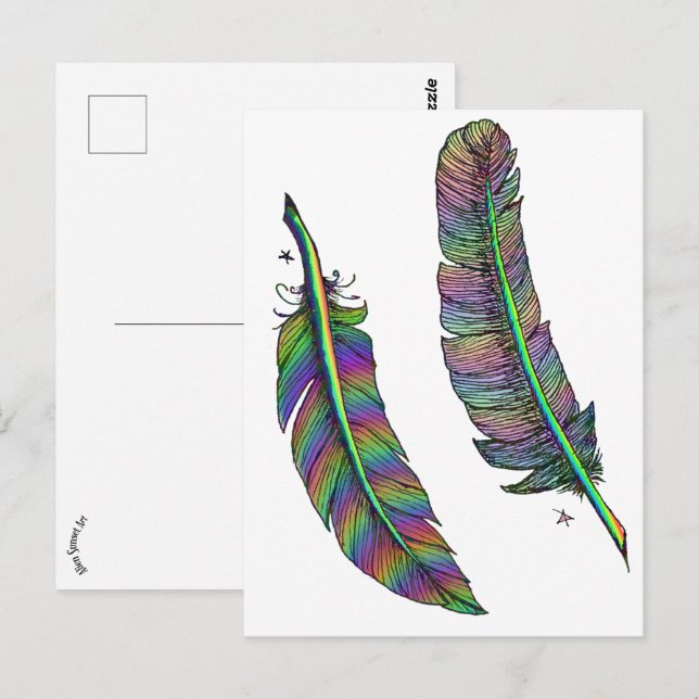 Rainbow Feathers Postcard (Front/Back)