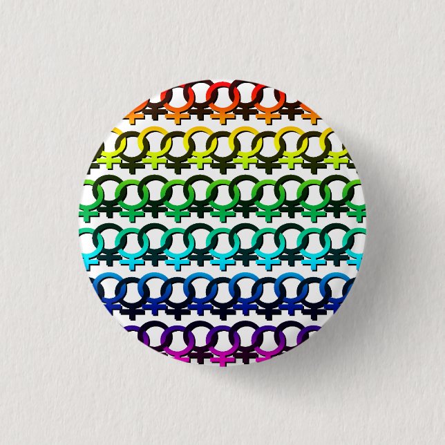 Rainbow Feminist Symbol - Community Chain pattern 3 Cm Round Badge (Front)