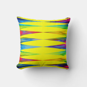 [Rainbow Fiesta] Harlequin Geometric Bright Yellow Cushion