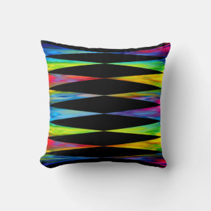 [Rainbow Fiesta] Harlequin Geometric Modern Black Cushion